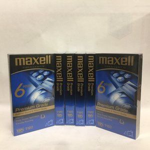 6 Maxell Videocassette Premium Grade VHS Tapes
